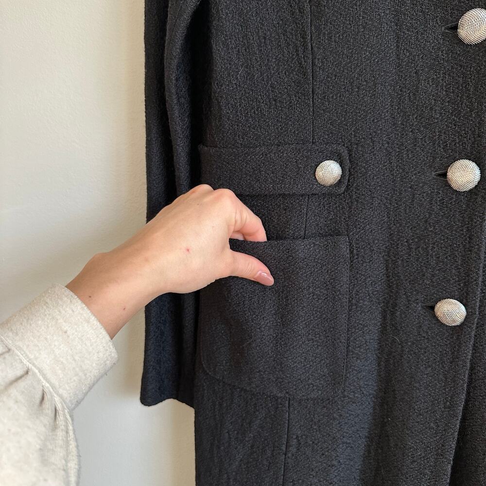 ST. JOHN Button Front Pockets Long Sleeve Dress Caviar Line 8 - Picture 14 of 16